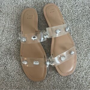 A New Day Clear Rhinestone Strappy Sandals